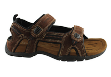 Load image into Gallery viewer, Slatters Broome II Mens Comfort Leather Sandals With Adjustable Straps