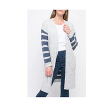 Load image into Gallery viewer, Jump Silver/Granite Stripe Longline Cardigan