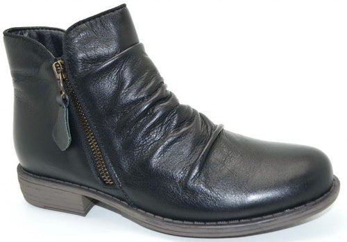 Jemma Rita Black Ladies Double Zip Ankle Boots